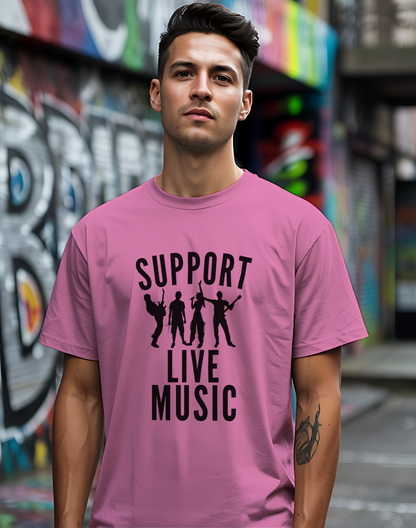 Support Live Music Tee 🎶 Band Silhouette Shirt - Concert Lover & Musician Gift