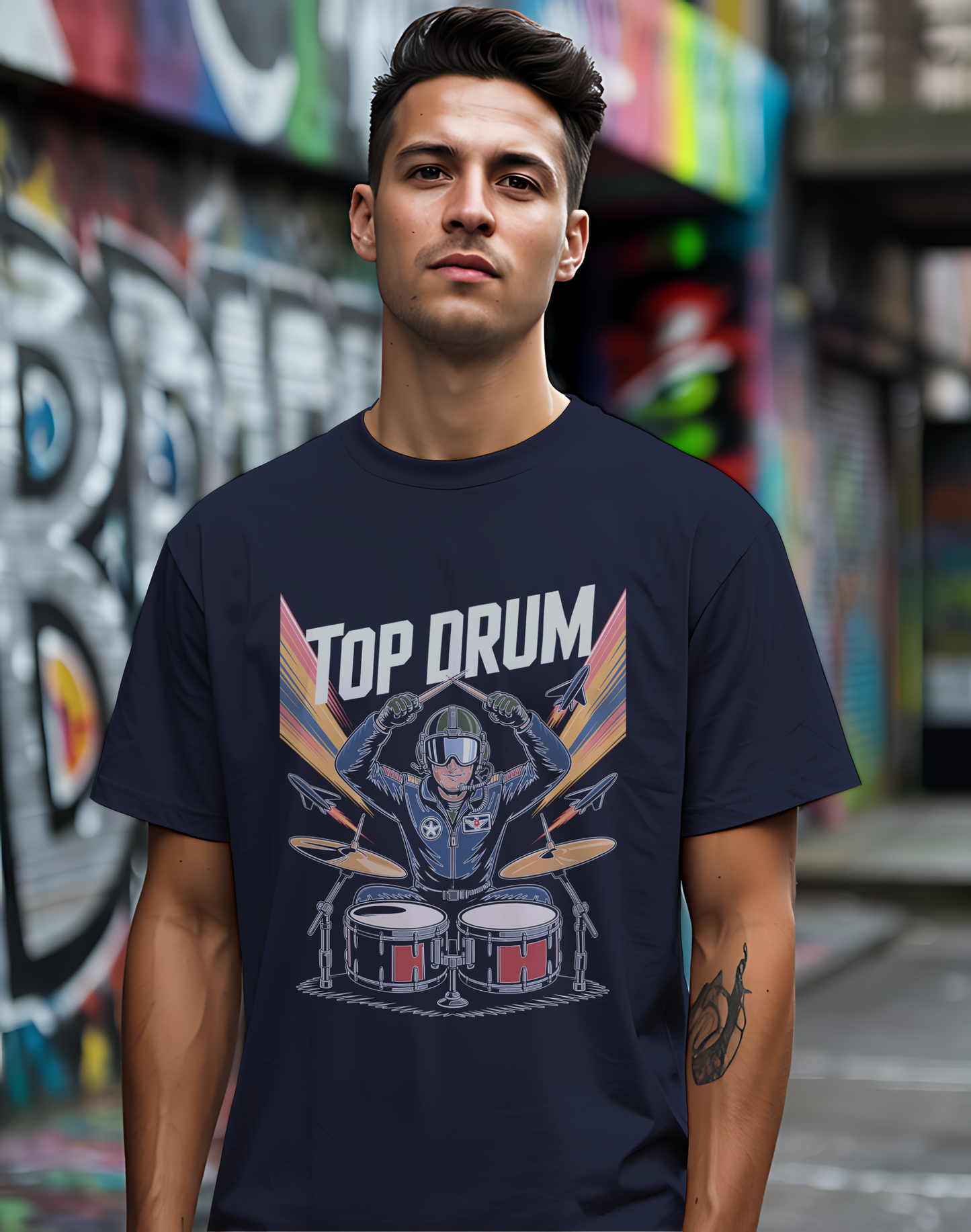 Top Drum Tee 🥁 Fighter Pilot Drummer Shirt - Movie Parody Gift