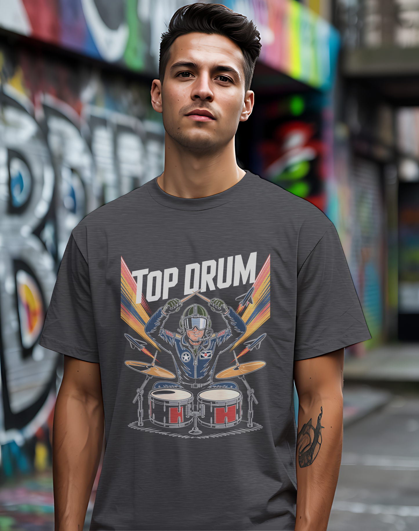 Top Drum Tee 🥁 Fighter Pilot Drummer Shirt - Movie Parody Gift