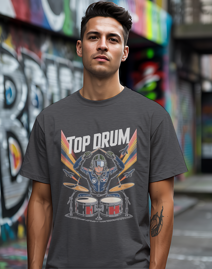 Top Drum Tee 🥁 Fighter Pilot Drummer Shirt - Movie Parody Gift