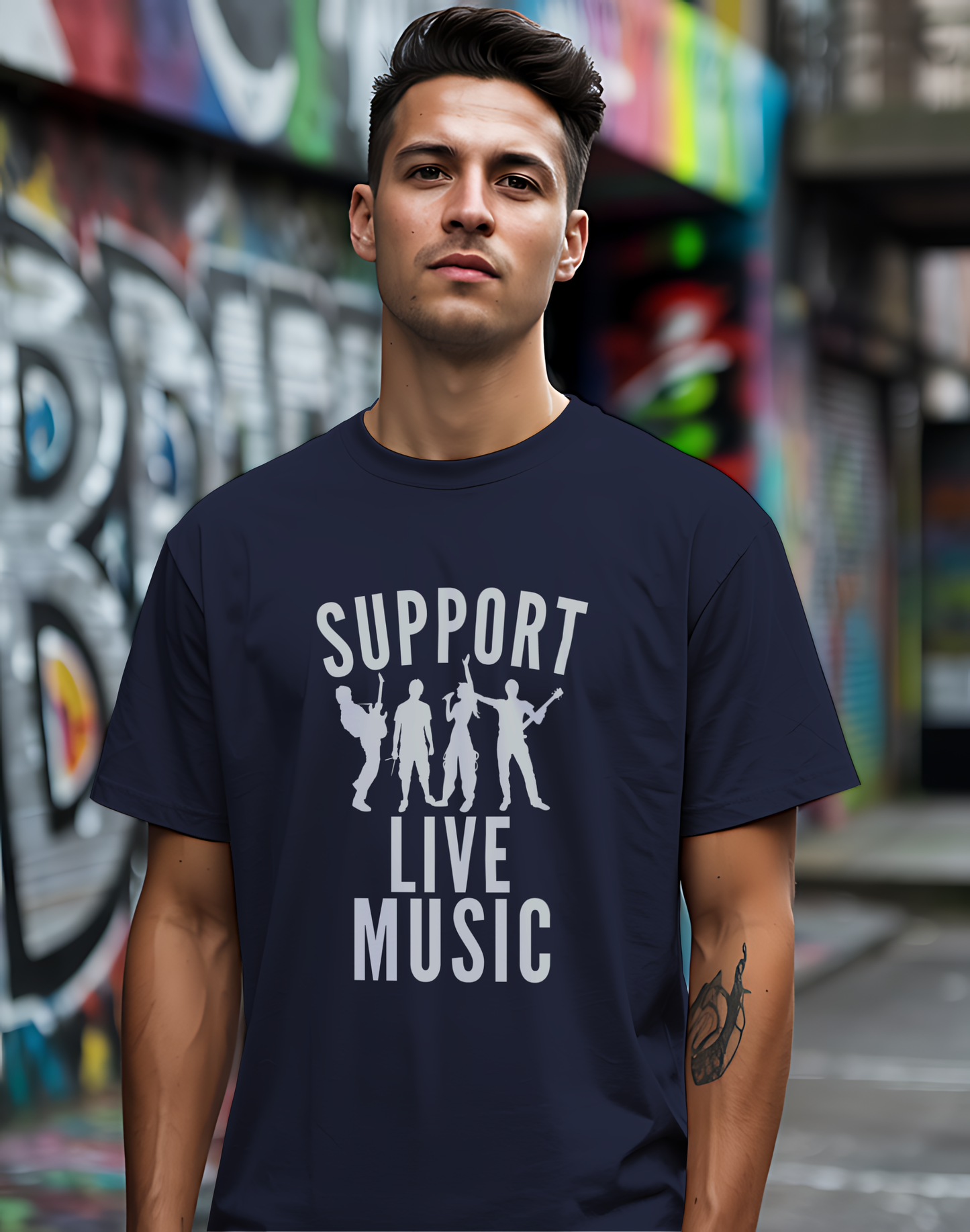 Support Live Music Tee 🎶 Band Silhouette Shirt - Concert Lover & Musician Gift