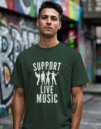 Support Live Music Tee 🎶 Band Silhouette Shirt - Concert Lover & Musician Gift