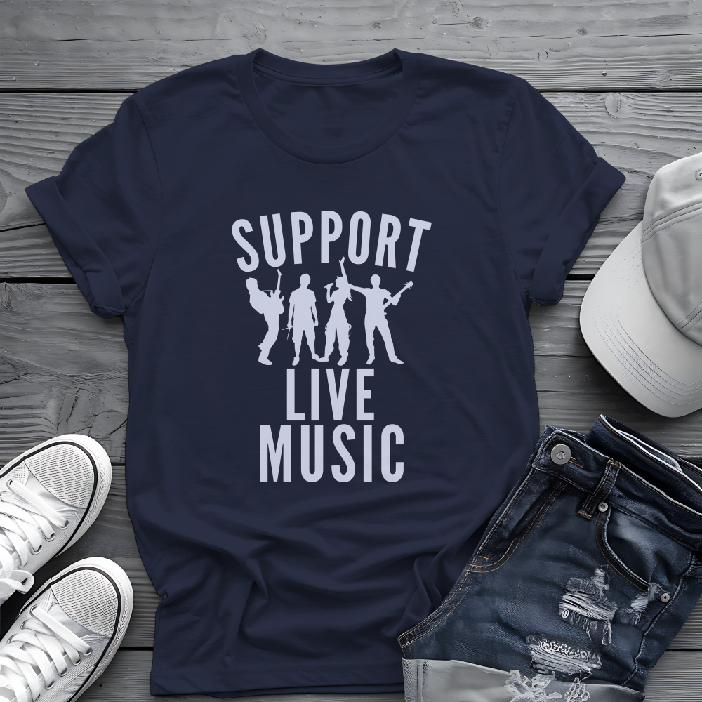 Support Live Music Tee 🎶 Band Silhouette Shirt - Concert Lover & Musician Gift