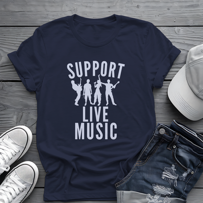 Support Live Music Tee 🎶 Band Silhouette Shirt - Concert Lover & Musician Gift