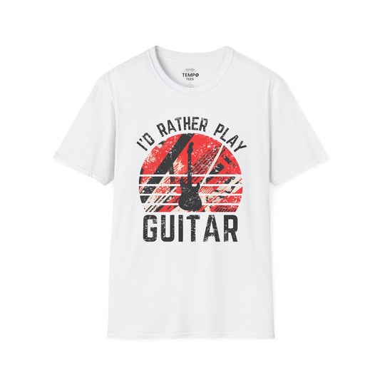 I’d Rather Play Guitar T-Shirt – Vintage Rock Musician Tee for Guitarists