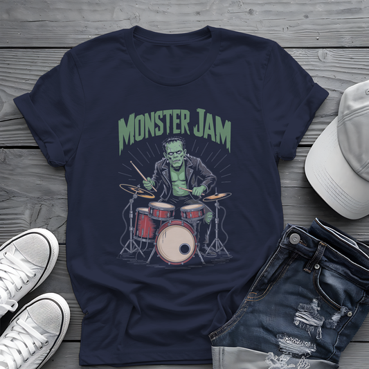 Monster Jam Frankenstein Tee 🥁 Spooky Halloween Drummer Shirt