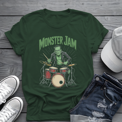 Monster Jam Frankenstein Tee 🥁 Spooky Halloween Drummer Shirt