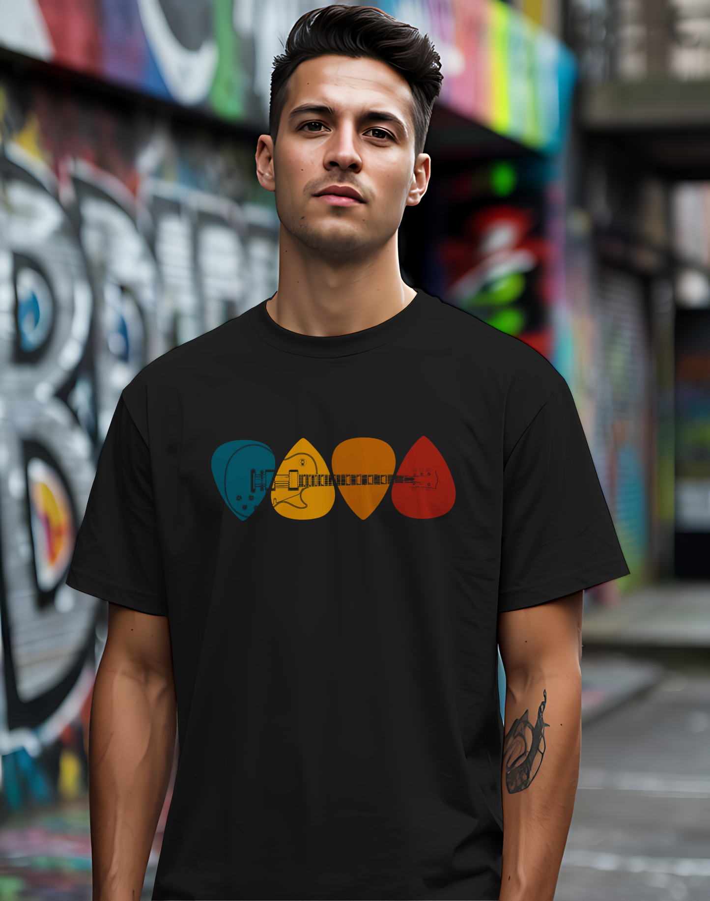 Colorful Guitar Picks Tee 🎸 Minimalist Guitarist Shirt - Music Lover Gift