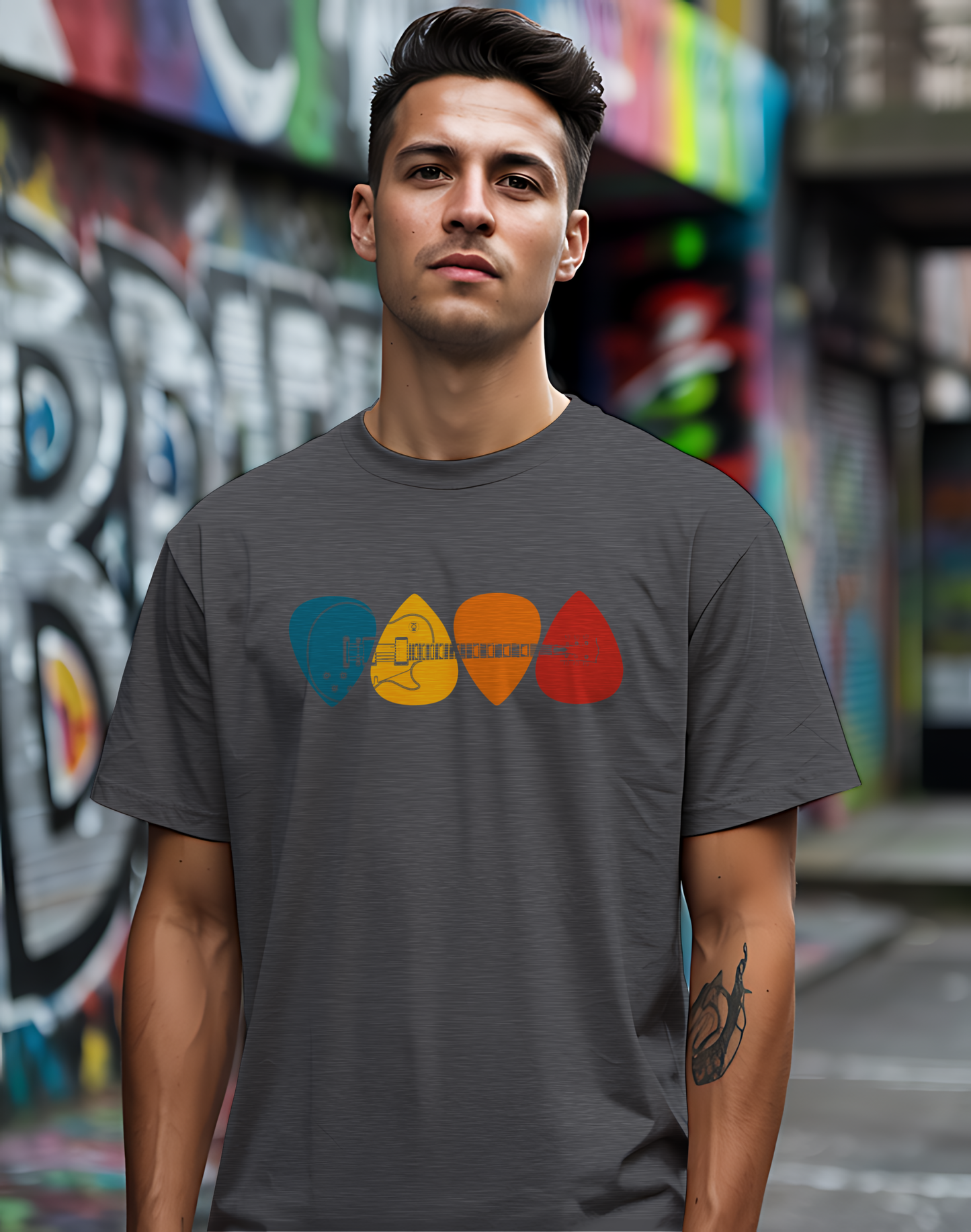 Colorful Guitar Picks Tee 🎸 Minimalist Guitarist Shirt - Music Lover Gift