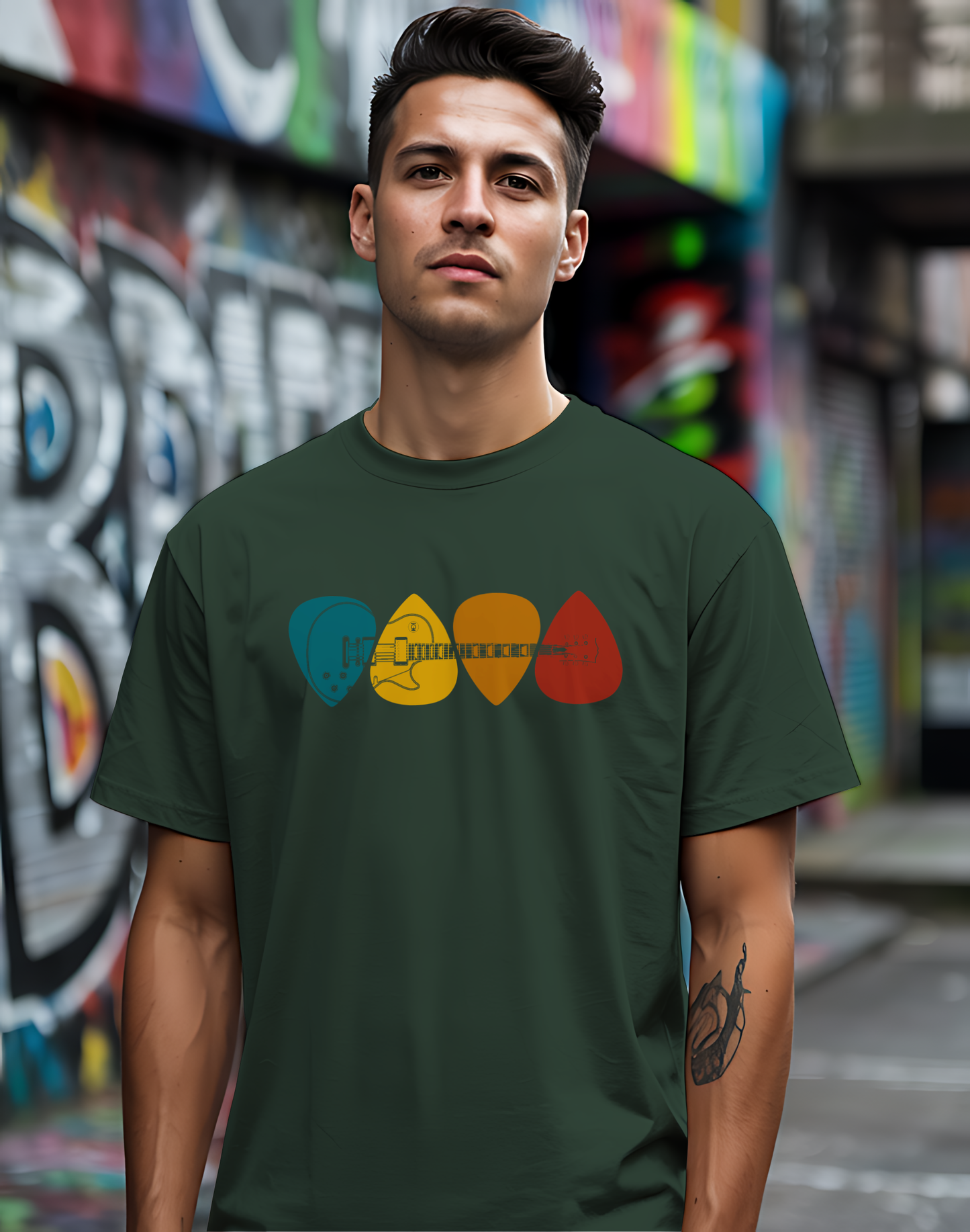 Colorful Guitar Picks Tee 🎸 Minimalist Guitarist Shirt - Music Lover Gift