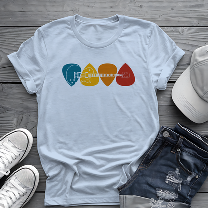 Colorful Guitar Picks Tee 🎸 Minimalist Guitarist Shirt - Music Lover Gift