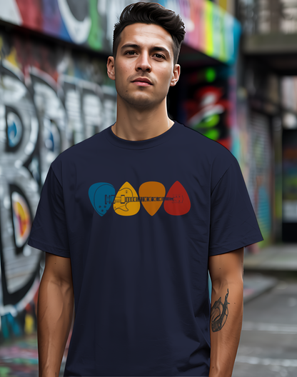 Colorful Guitar Picks Tee 🎸 Minimalist Guitarist Shirt - Music Lover Gift