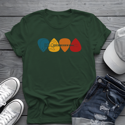 Colorful Guitar Picks Tee 🎸 Minimalist Guitarist Shirt - Music Lover Gift