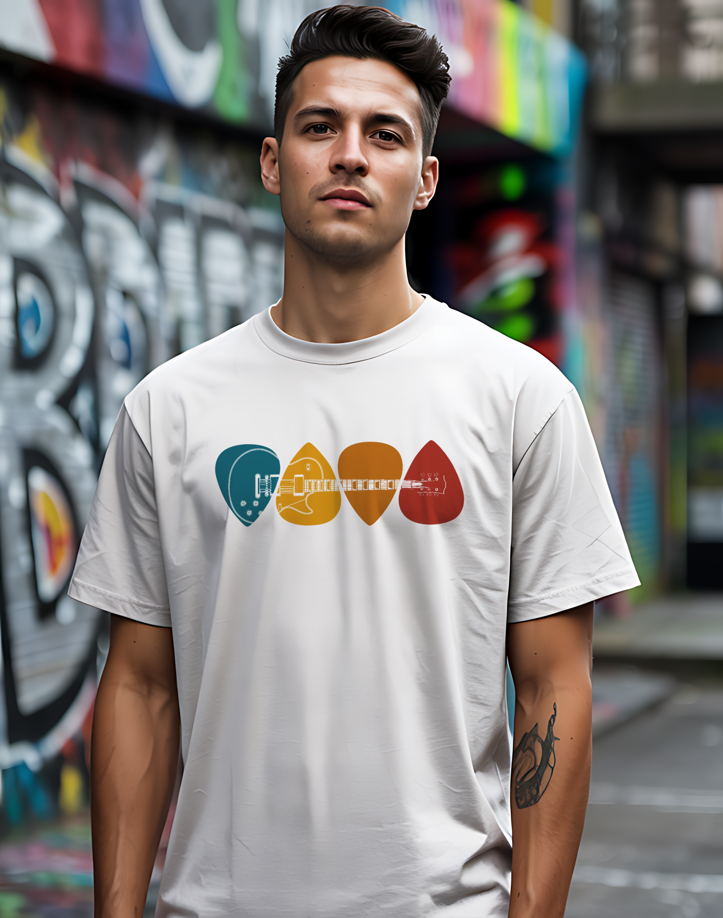 Colorful Guitar Picks Tee 🎸 Minimalist Guitarist Shirt - Music Lover Gift