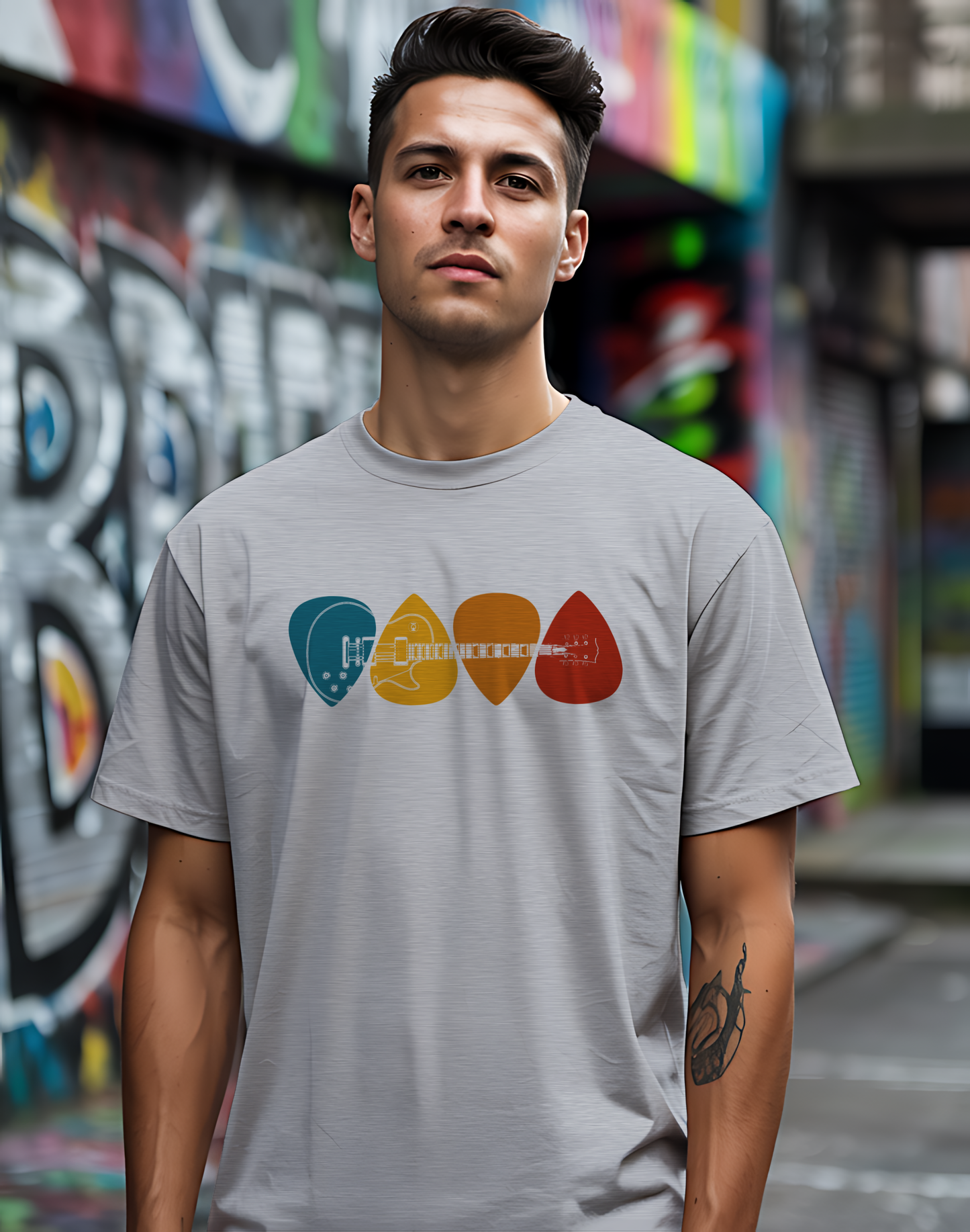 Colorful Guitar Picks Tee 🎸 Minimalist Guitarist Shirt - Music Lover Gift