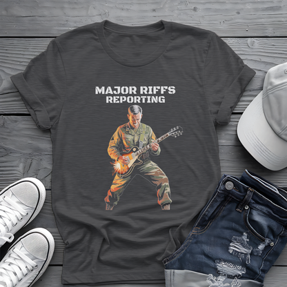 Major Riffs Reporting Tee 🎸 Military Guitar Shirt - Army Rocker Gift