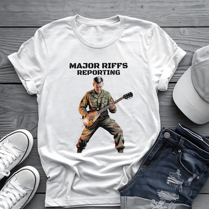 Major Riffs Reporting Tee 🎸 Military Guitar Shirt - Army Rocker Gift