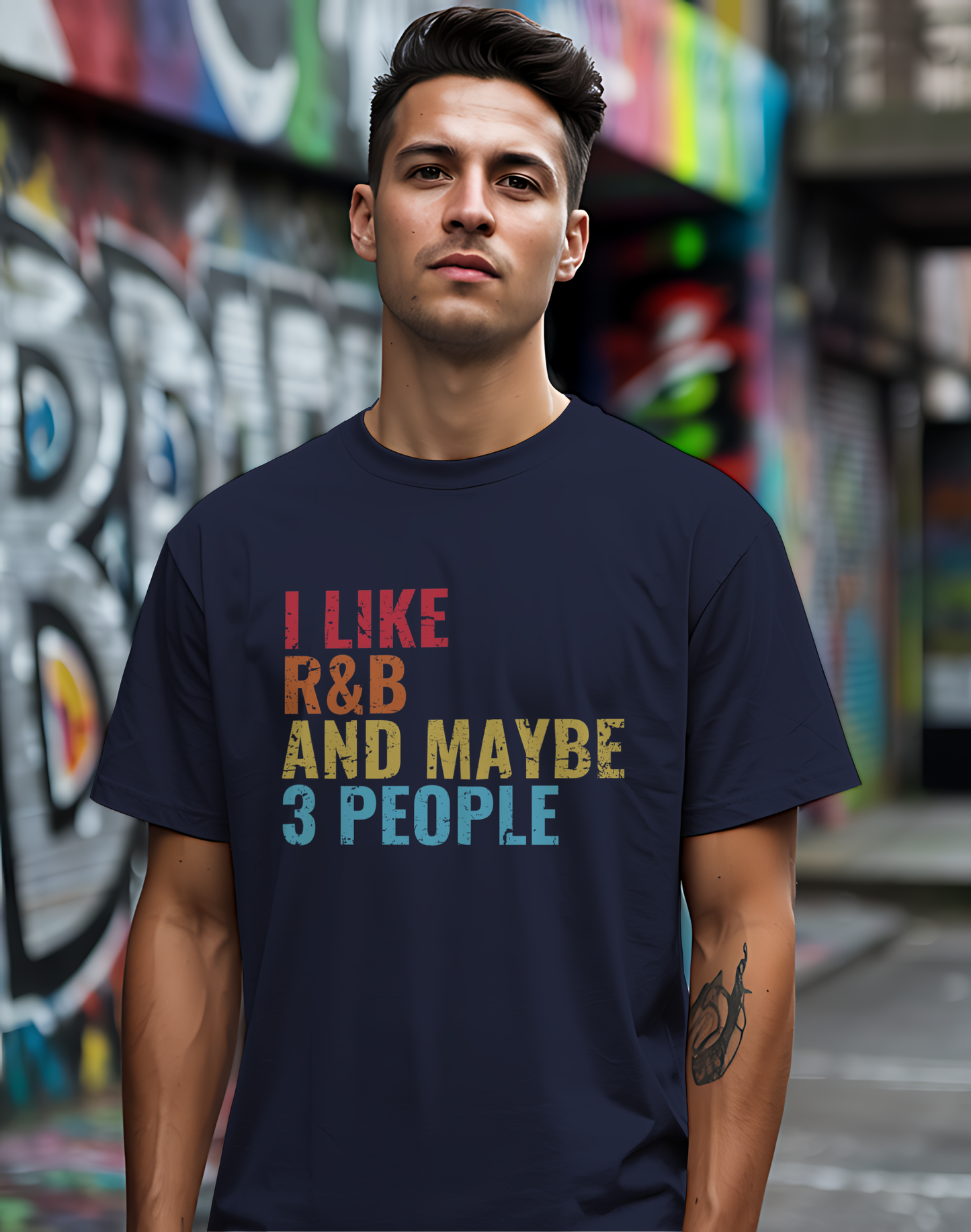 I Like R&B and Maybe 3 People Tee 🎤 Funny Introverted R&B Shirt - Retro Design