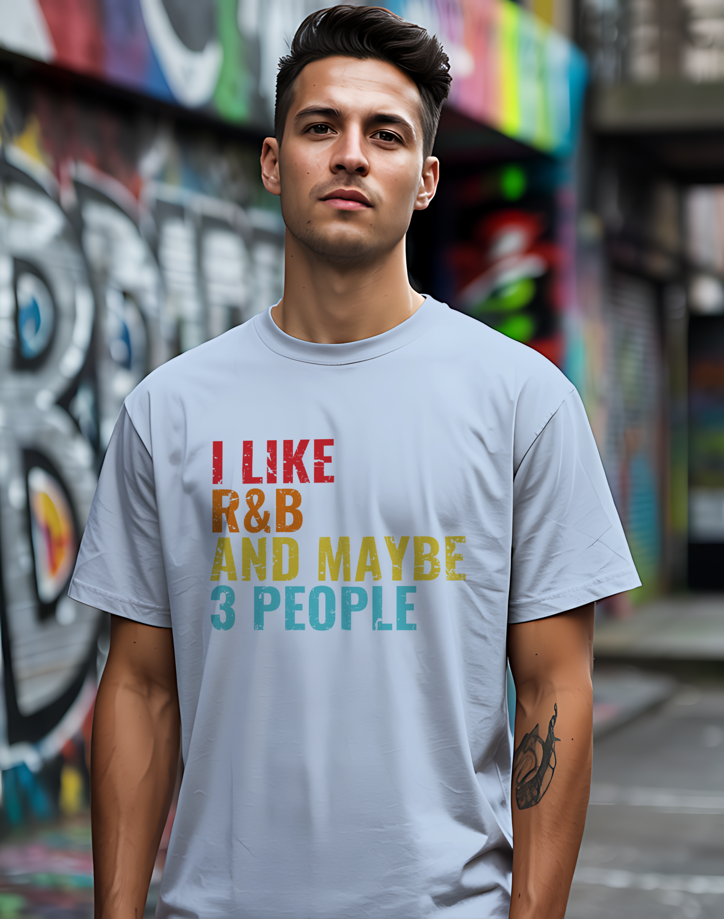 I Like R&B and Maybe 3 People Tee 🎤 Funny Introverted R&B Shirt - Retro Design