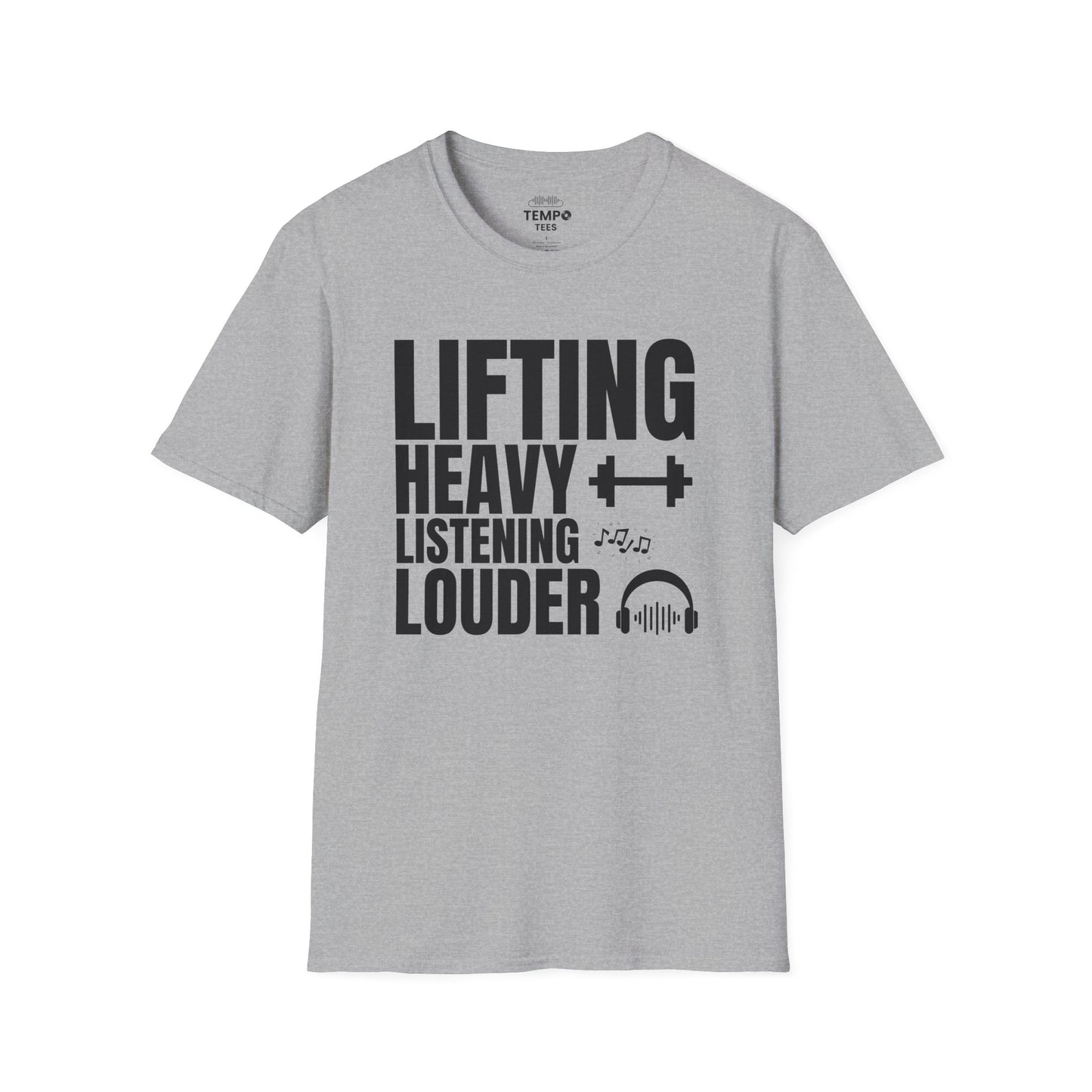 Lifting Heavy Listening Louder Tee 🏋️‍♂️ Music Workout Shirt