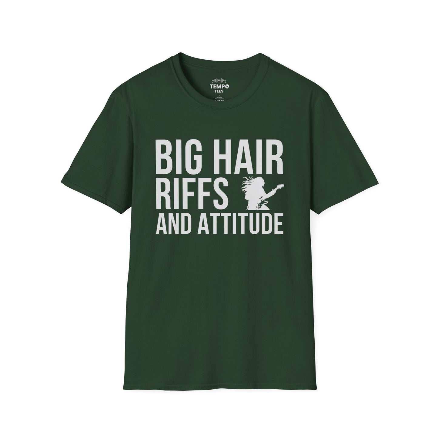 Big Hair Riffs And Attitude Tee 🎸 80s Rock Music Shirt