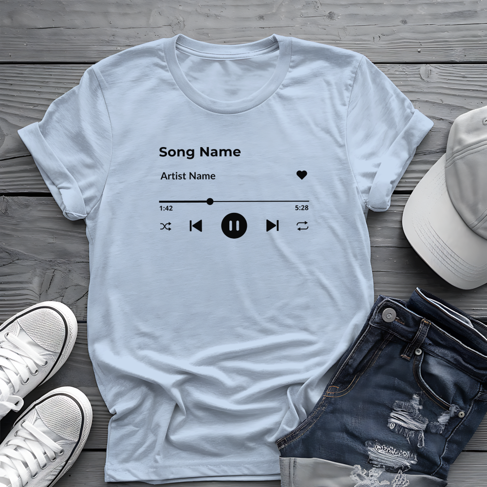 Personalized Song Playlist Tee 🎧 Clean UI Design - Music Lover Gift