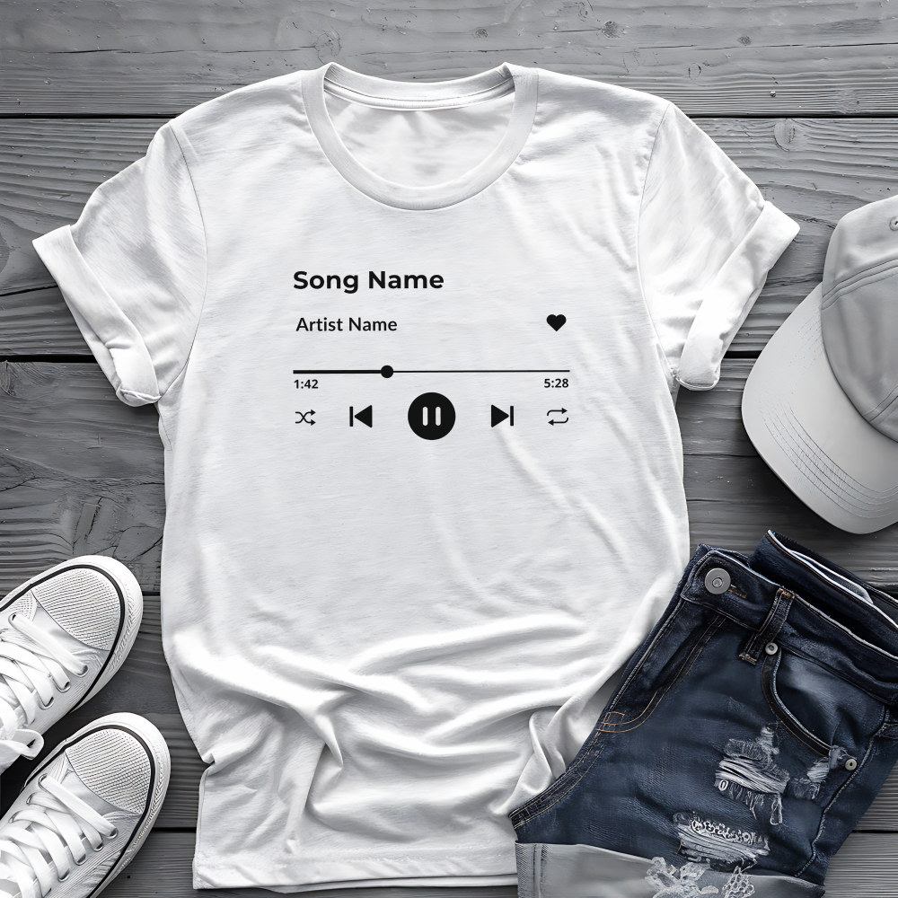 Personalized Song Playlist Tee 🎧 Clean UI Design - Music Lover Gift