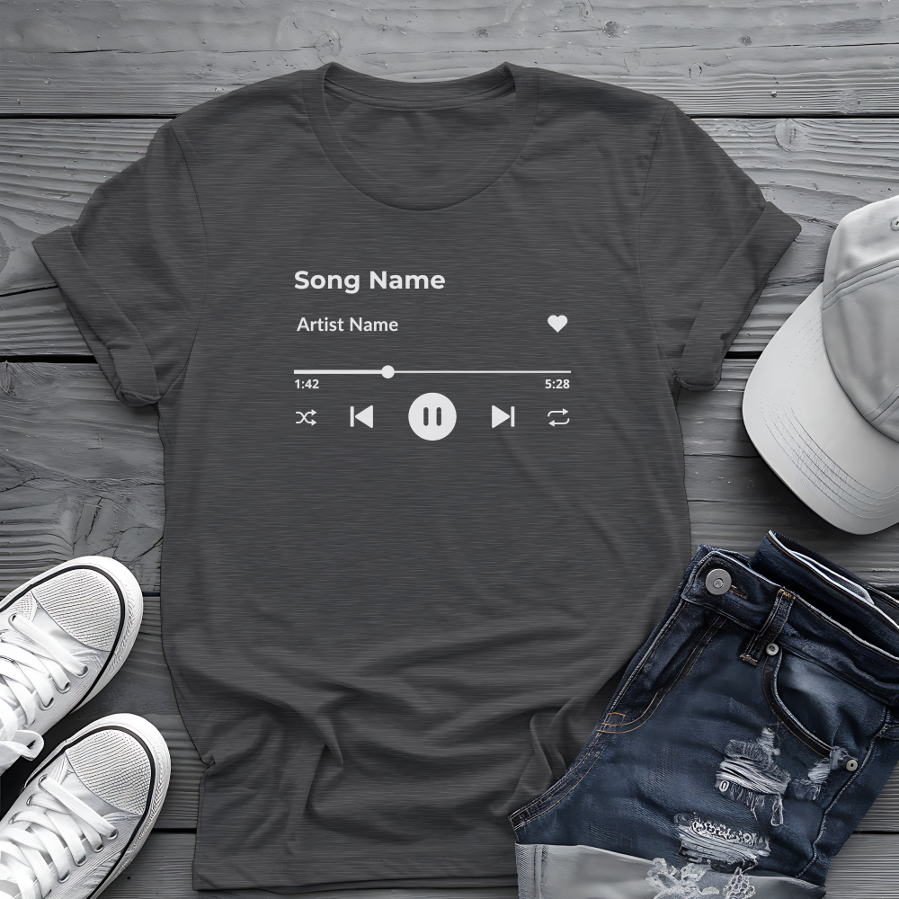 Personalized Song Playlist Tee 🎧 Clean UI Design - Music Lover Gift
