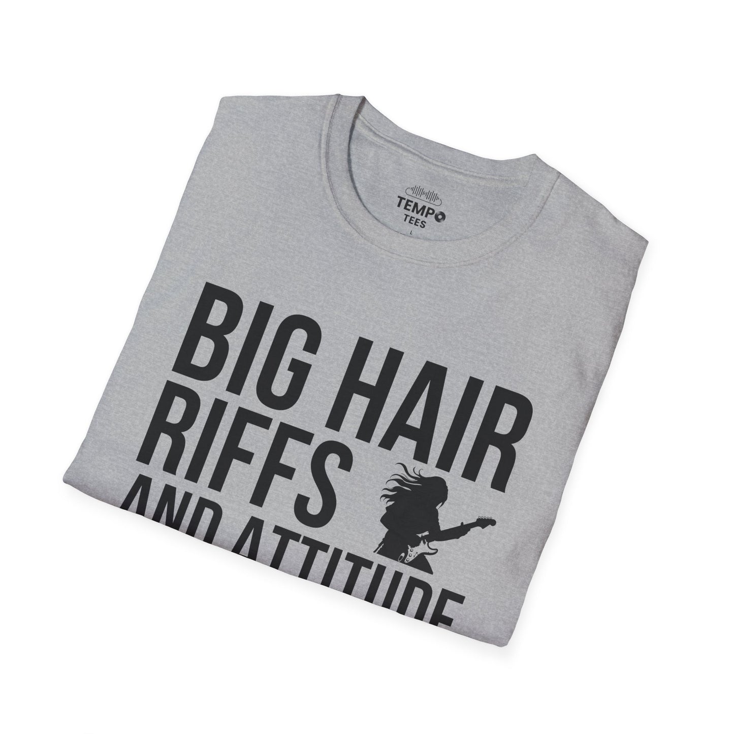 Big Hair Riffs And Attitude Tee 🎸 80s Rock Music Shirt