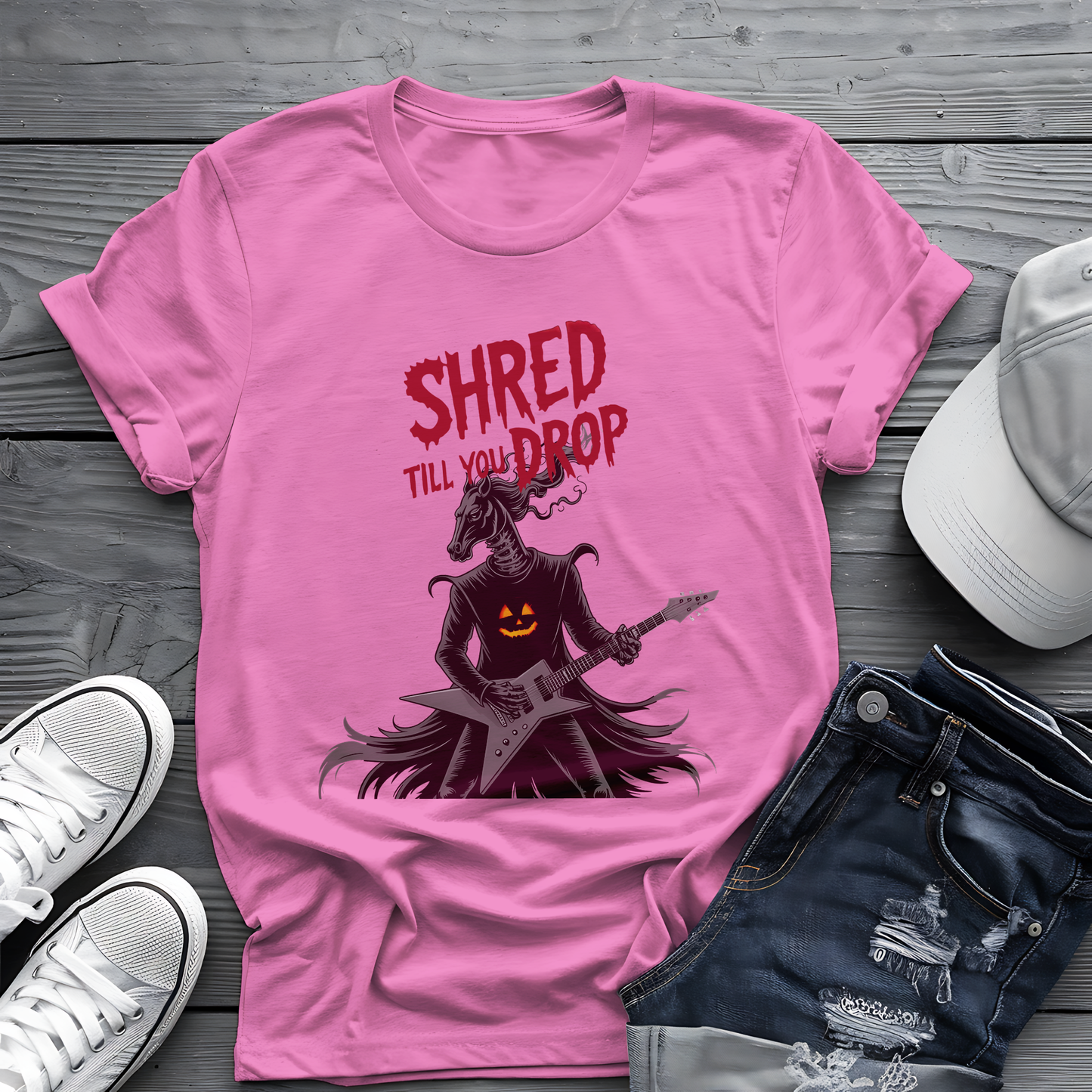 Shred Horseman Tee 🎸 Halloween Guitar Shirt - Spooky Music
