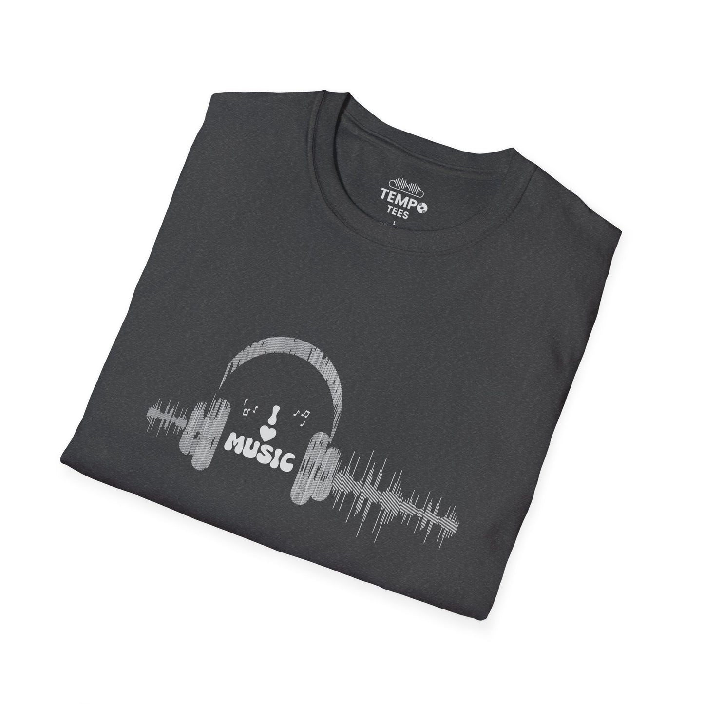 Headphones & Soundwave Tee 🎧 Minimalist Music Shirt - Audiophile Gift