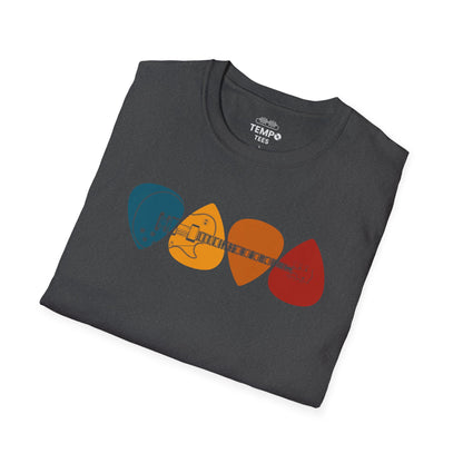 Colorful Guitar Picks Tee 🎸 Minimalist Guitarist Shirt - Music Lover Gift