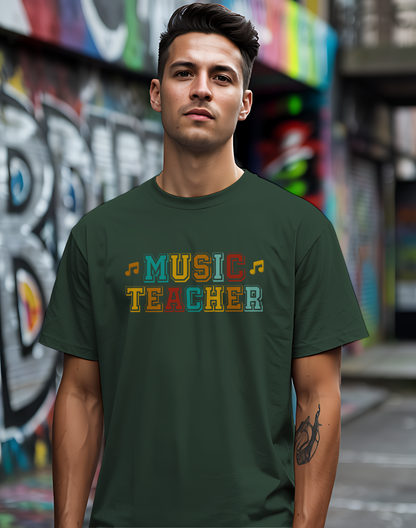 Retro Music Teacher Tee 🎶 Colorful Educator Shirt - Music Appreciation Gift