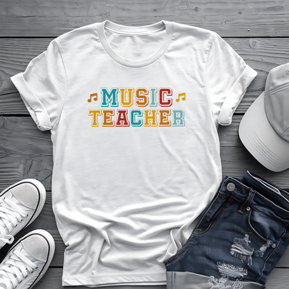 Retro Music Teacher Tee 🎶 Colorful Educator Shirt - Music Appreciation Gift