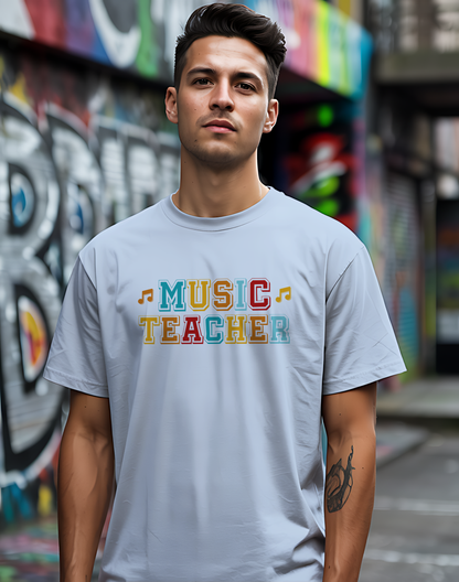 Retro Music Teacher Tee 🎶 Colorful Educator Shirt - Music Appreciation Gift