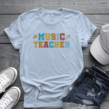 Retro Music Teacher Tee 🎶 Colorful Educator Shirt - Music Appreciation Gift