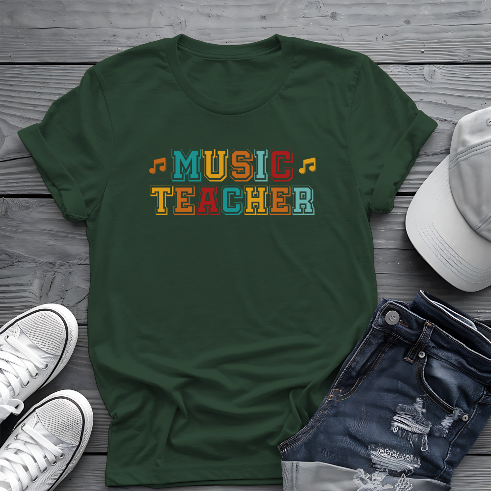 Retro Music Teacher Tee 🎶 Colorful Educator Shirt - Music Appreciation Gift