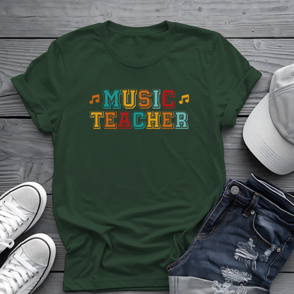 Retro Music Teacher Tee 🎶 Colorful Educator Shirt - Music Appreciation Gift