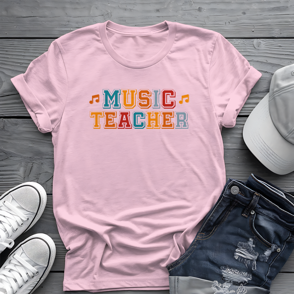 Retro Music Teacher Tee 🎶 Colorful Educator Shirt - Music Appreciation Gift