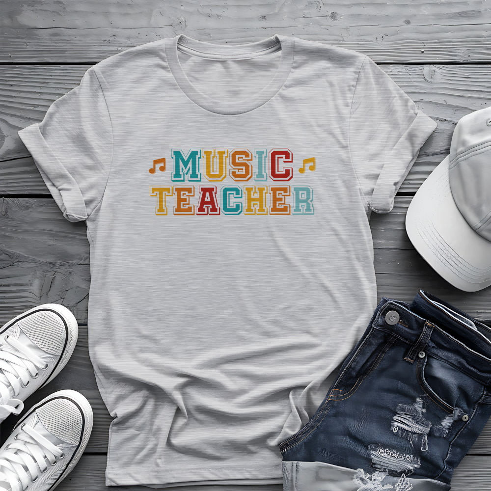 Retro Music Teacher Tee 🎶 Colorful Educator Shirt - Music Appreciation Gift