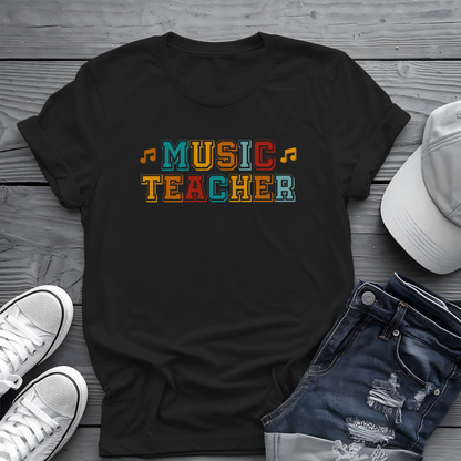 Retro Music Teacher Tee 🎶 Colorful Educator Shirt - Music Appreciation Gift