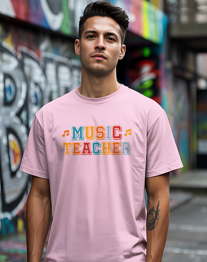 Retro Music Teacher Tee 🎶 Colorful Educator Shirt - Music Appreciation Gift