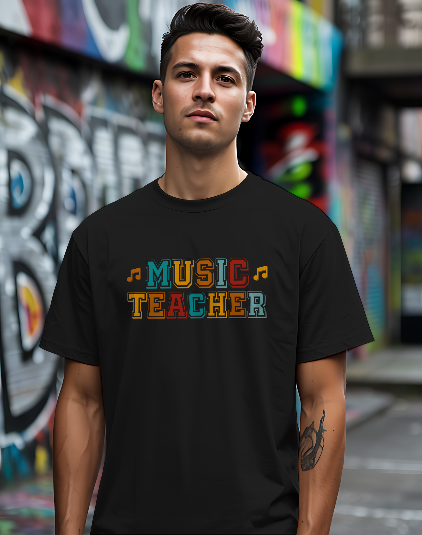 Retro Music Teacher Tee 🎶 Colorful Educator Shirt - Music Appreciation Gift