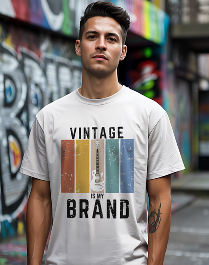 Vintage Is My Brand Tee 🎸 Retro Guitar Shirt - Vintage Style Gift