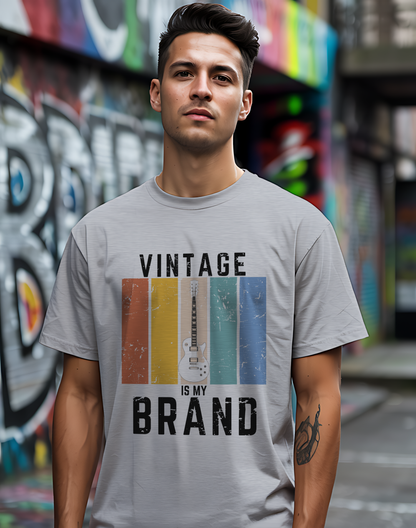 Vintage Is My Brand Tee 🎸 Retro Guitar Shirt - Vintage Style Gift