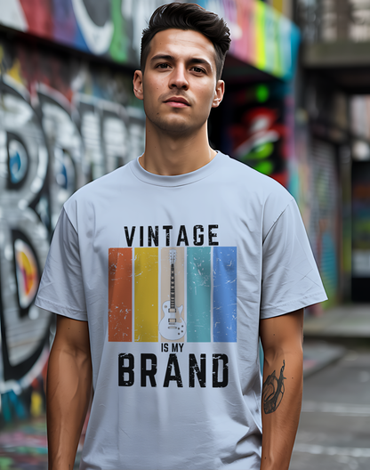 Vintage Is My Brand Tee 🎸 Retro Guitar Shirt - Vintage Style Gift