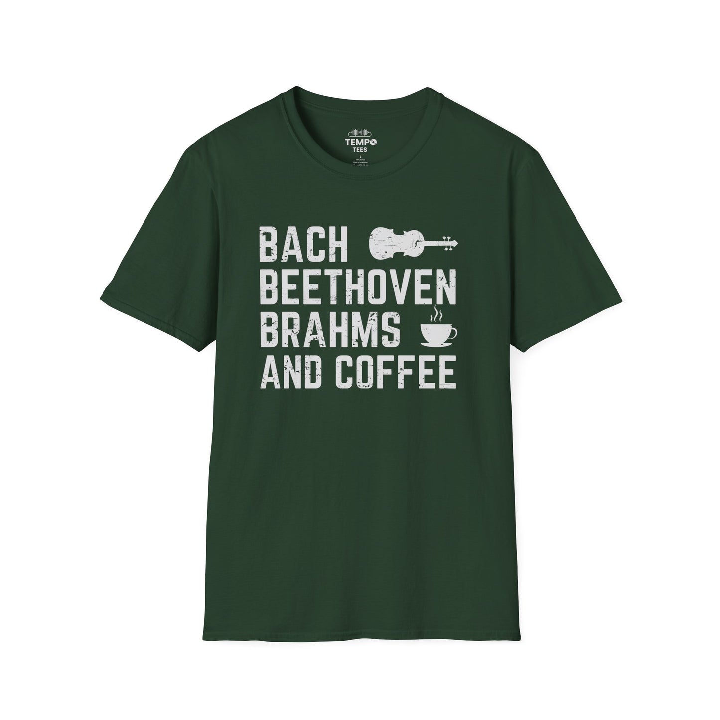 Bach Beethoven Brahms And Coffee Tee ☕ Funny Classical Music Shirt - Coffee Lover Gift