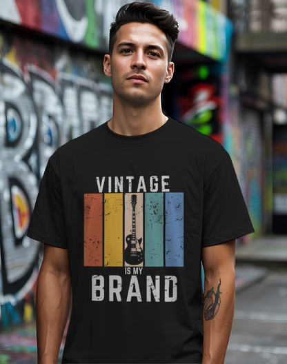 Vintage Is My Brand Tee 🎸 Retro Guitar Shirt - Vintage Style Gift