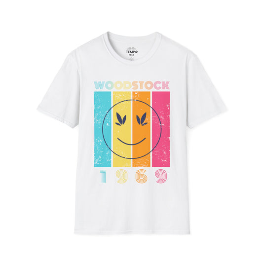 Woodstock 1969 Smiley Tee ☮️ Retro Music Festival Shirt