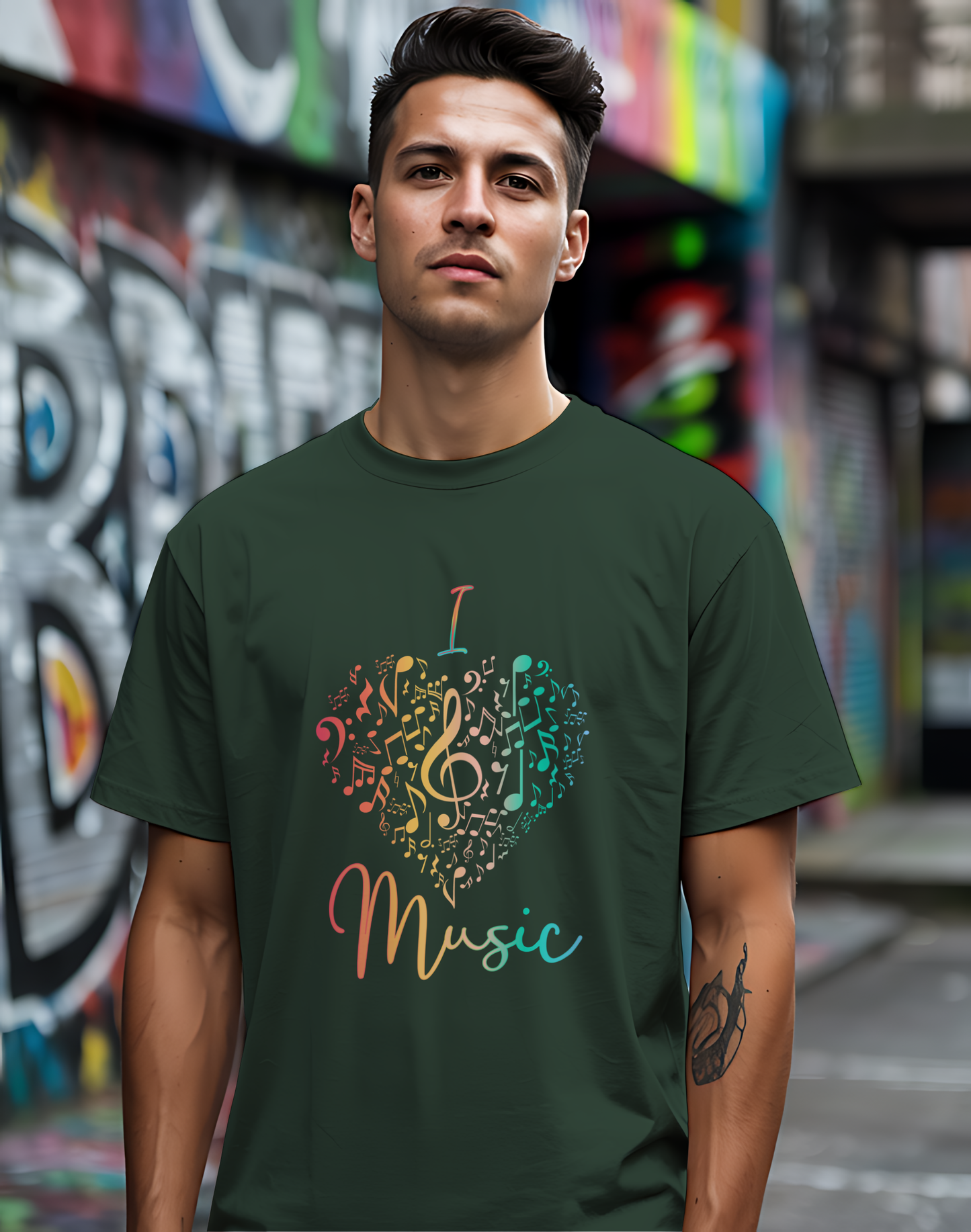 I Love Music Tee 🎶 Colorful Note Heart Shirt - Music Lover Gift